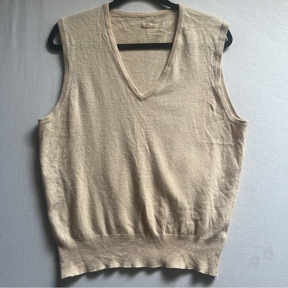 Vintage Pure Cashmere V-Neck Sweater Vest Neutral Sz M